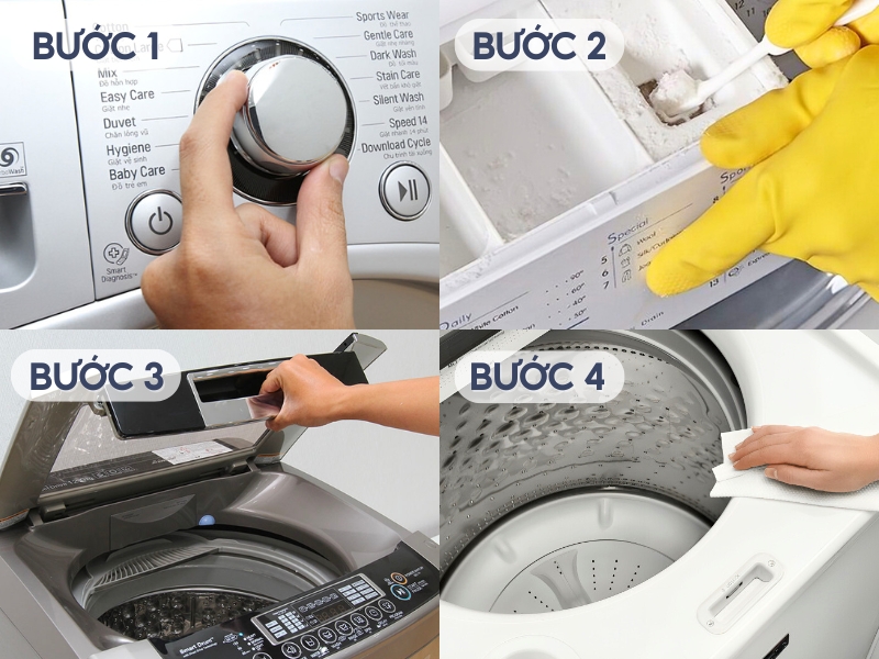 Cách vệ sinh máy giặt Electrolux cửa trên tại nhà