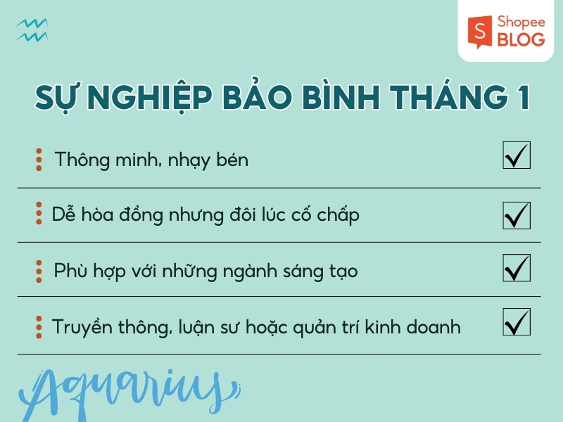 sự nghiệp của Tháng 1 cung Bảo Bình 