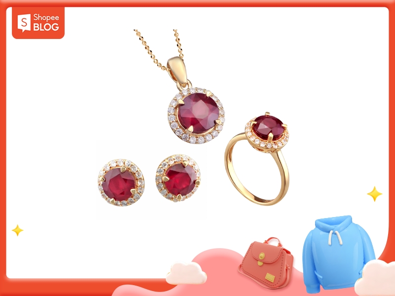 trang sức đá ruby đỏ