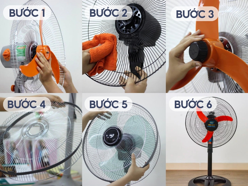 Các bước vệ sinh quạt đứng 