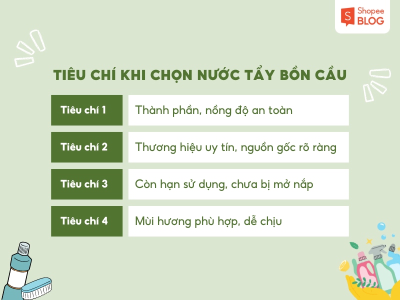 tiêu chí chọn nước tẩy bồn cầu