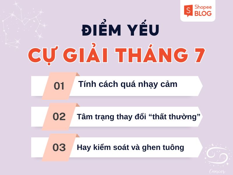 điểm yếu cung cự giải tháng 7