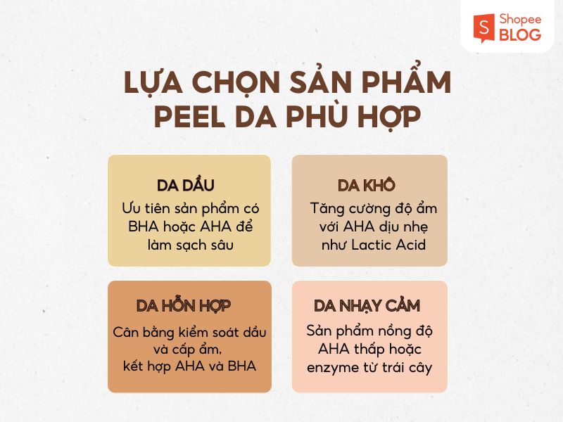 Cách lựa chọn sản phẩm tự peel da 