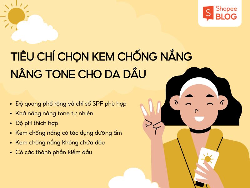 tiêu chí lựa chọn kem chống nắng nâng tone cho da dầu