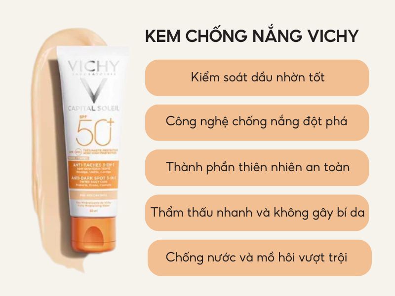 ưu điểm nổi bật của kem chống nắng Vichy cho da dầu 