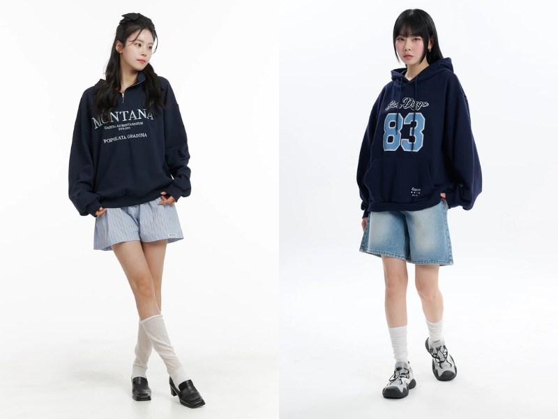 Áo hoodie kết hợp với quần short