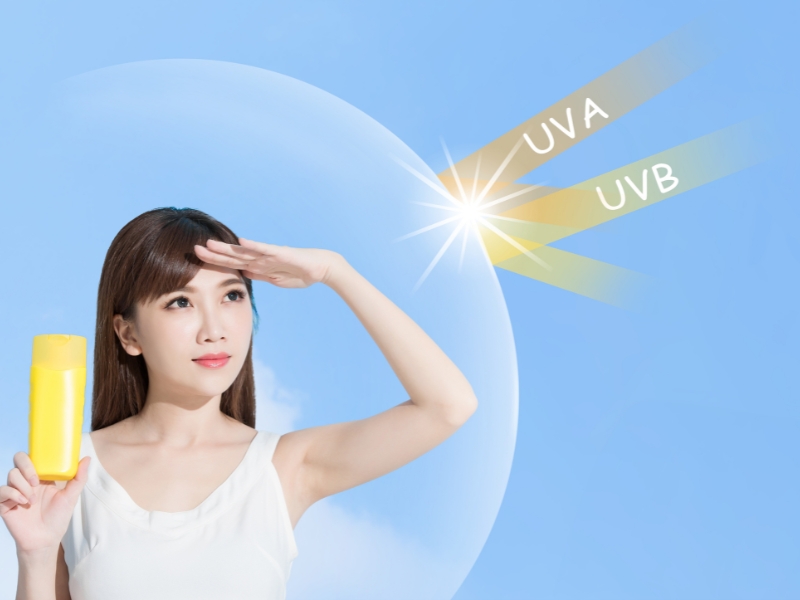 Tia UVA và UVB chiếu vào da