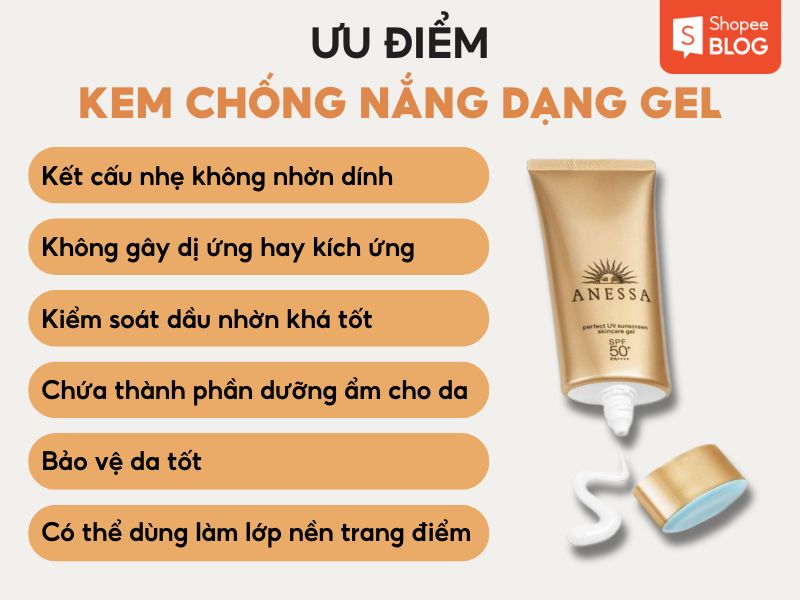 Ưu điểm của các loại kem chống nắng dạng gel 