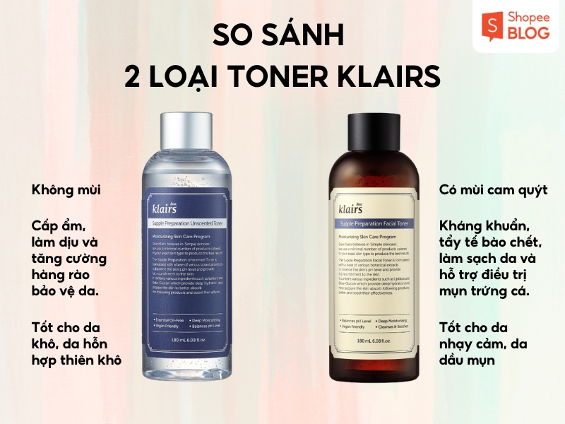 So sánh toner Klairs 