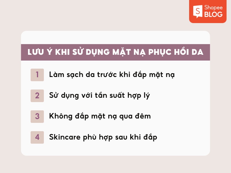 Lưu ý khi dùng mặt nạ phục hồi da