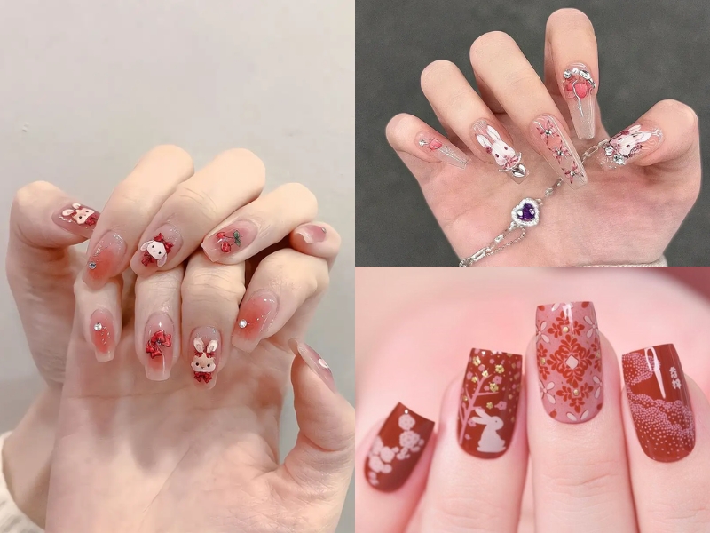 Nail trung thu hình thỏ