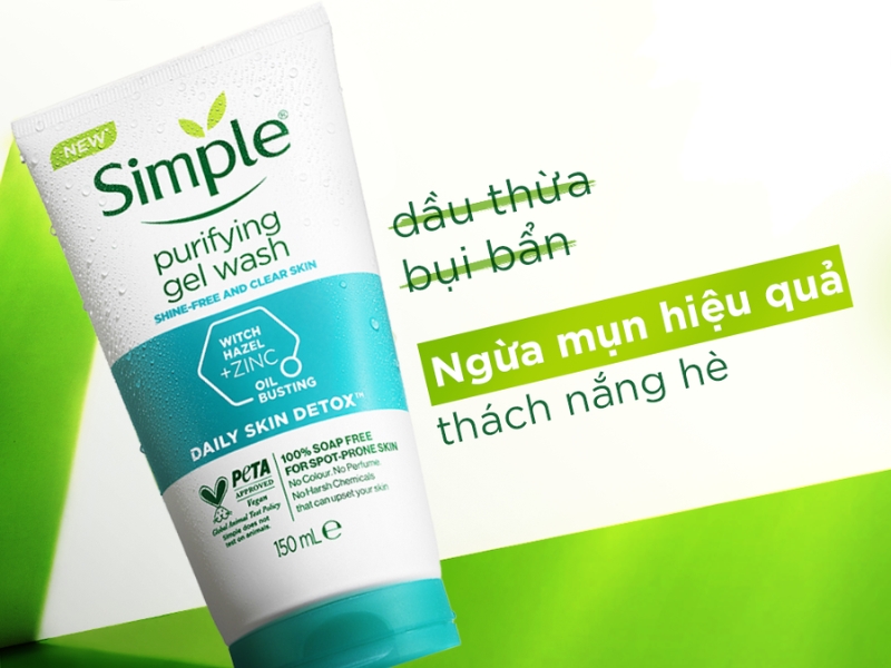 Sữa rửa mặt Simple Daily Skin Detox Purifying Gel