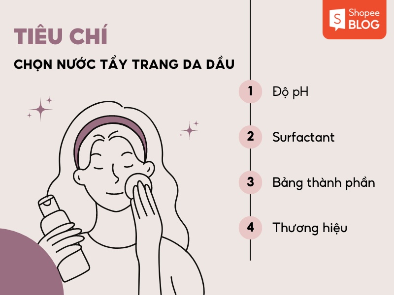 tiêu chí chọn nước tẩy trang tốt cho da dầu 