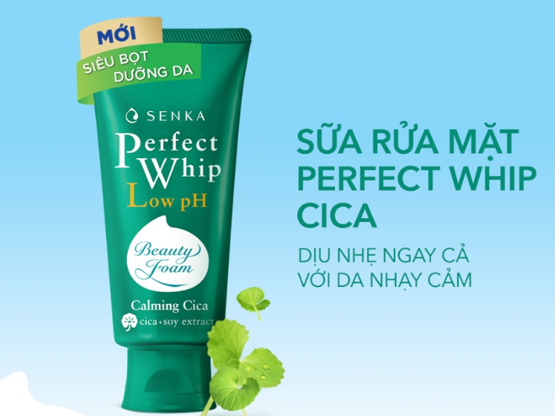 Sữa rửa mặt Senka Perfect Whip Calming Cica Low pH 