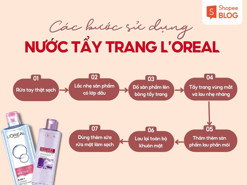 sử dụng nước tẩy trang loreal