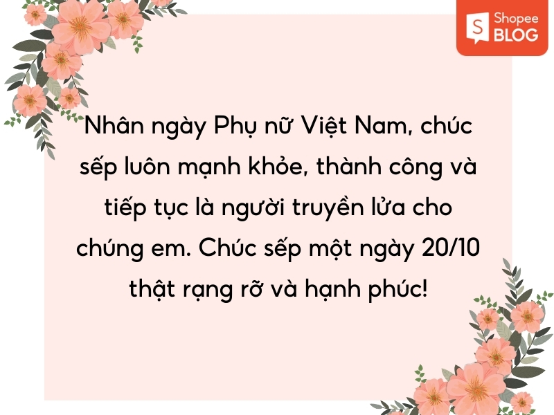 Lời chúc 20/10 cho sếp nữ 