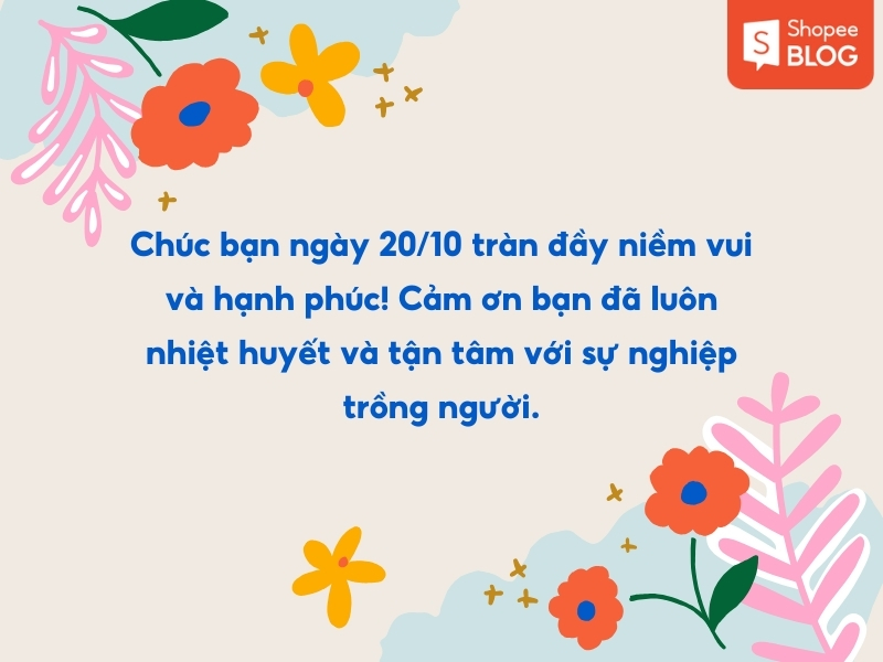 Lời chúc 20/10 cho đồng nghiệp nữ làm giáo viên 