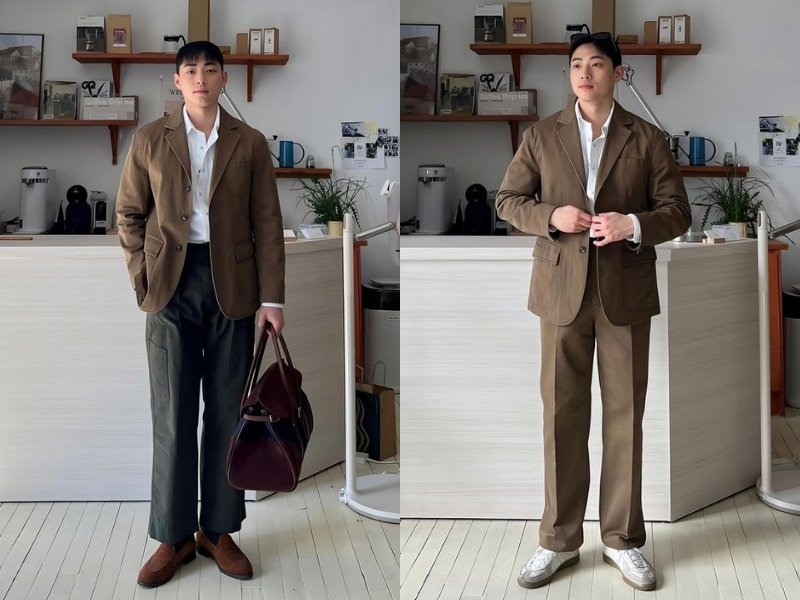 Outfit cho nam 1m65 với áo vest