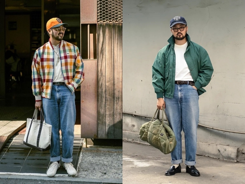 Outfit cho nam 1m65 với áo thun và crop jacket