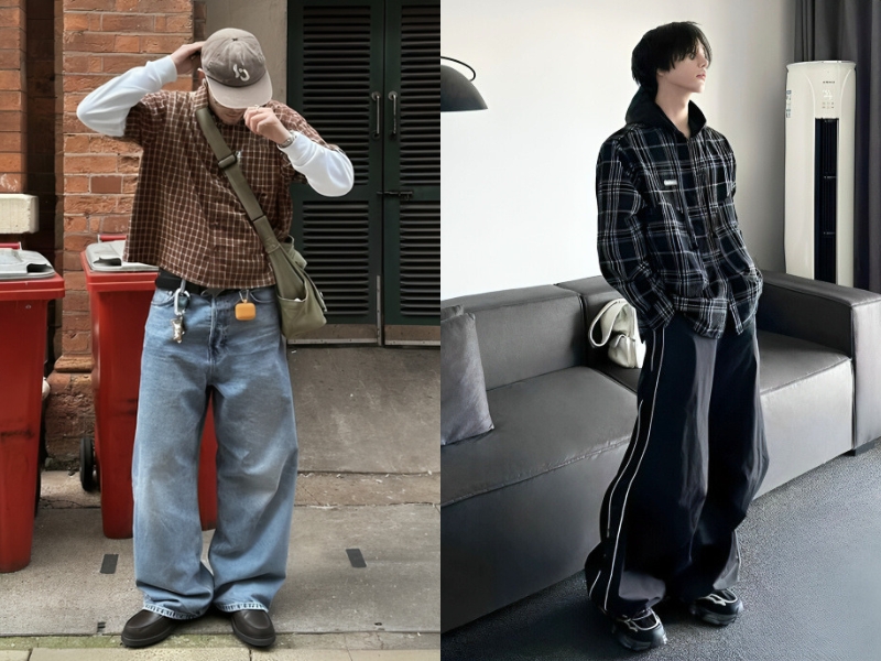 sơ mi kẻ sọc nam mix vest