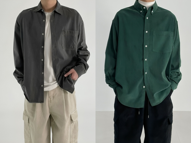 Phong cách streetwear với áo sơ mi tay dài và quần túi hộp