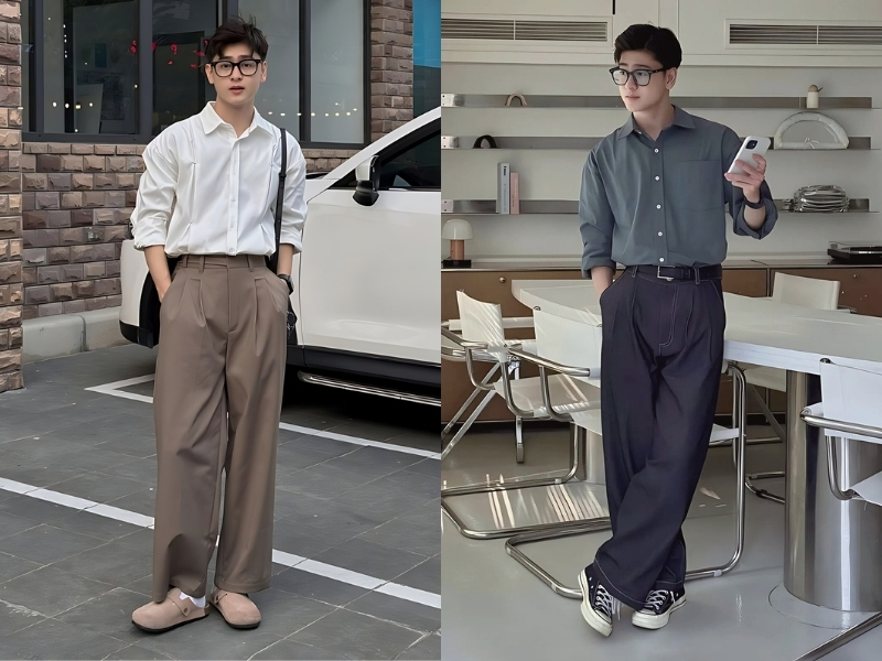Cách phối đồ nam 1m65 với quần âu sơ mi