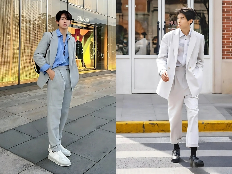 Phối áo sơ mi và áo blazer cho nam cao 1m65