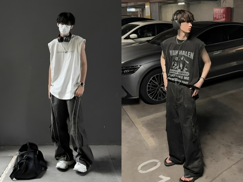 Gợi ý outfit mix quần túi hộp với áo tanktop