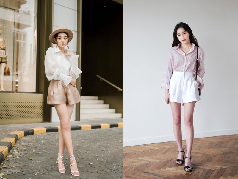 Phối giày cao gót với quần short