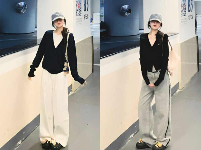 Quần baggy jean mix cardigan