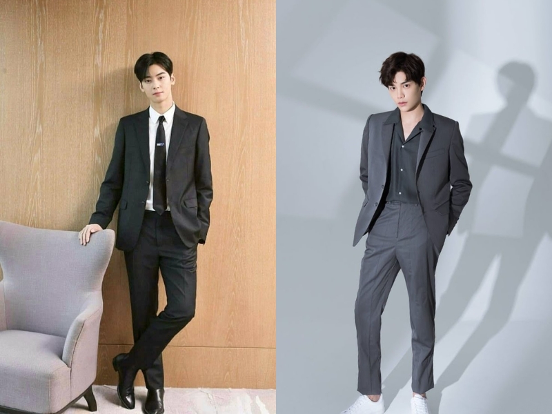 Blazer đen phối với áo sơ mi
