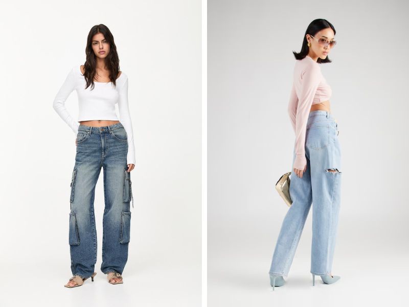 Quần ống rộng và áo croptop