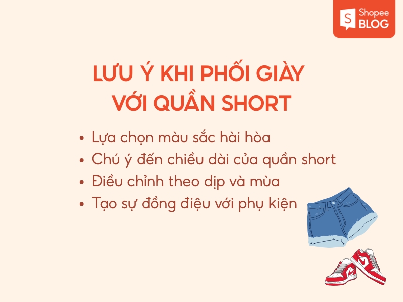 lưu ý khi phối giày với quần short