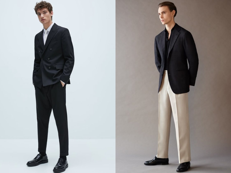 Phối đồ với áo blazer đen nam và giày oxford