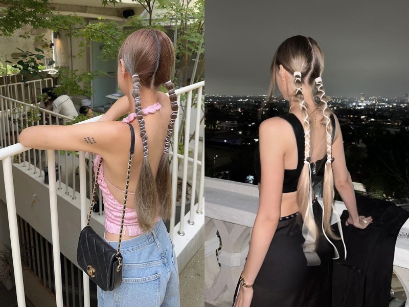 Tóc buộc chun zigzag hai bên