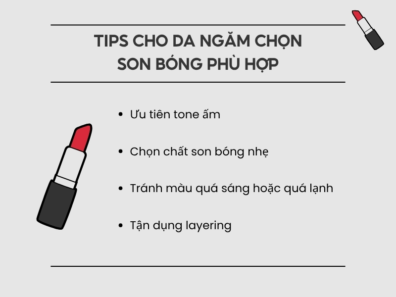 Tips cho da ngăm chọn son bóng phù hợp