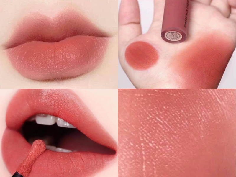 Son MAC Powder Kiss Liquid 989 Mull It Over swatch trên môi