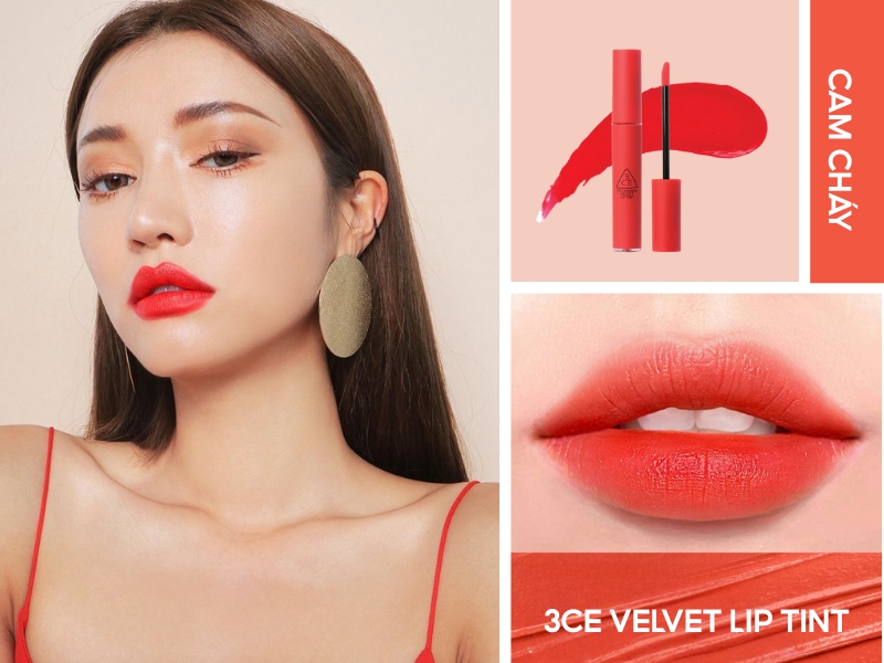 3CE Velvet Lip Tint cam cháy