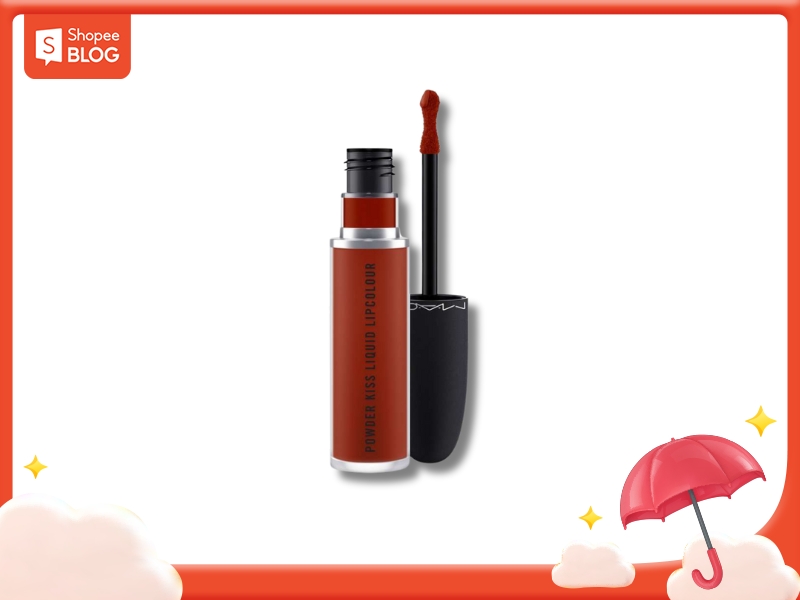 M.A.C Powder Kiss Liquid Lipcolour màu đỏ nâu trung bình