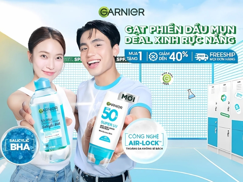 Ưu đãi cho combo chống nắng và tẩy trang Garnier