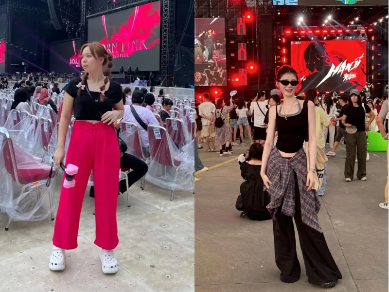 Áo croptop và quần ống rộng