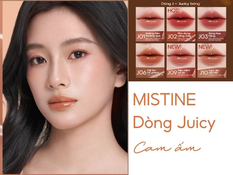 Son Mistine Lasting Tint màu J10 cam ấm cát mịn