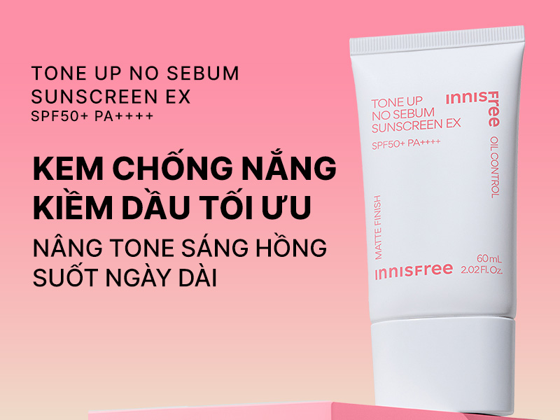 Kem chống nắng nâng tông kiềm dầu INNISFREE Tone Up No Sebum EX SPF 50+ PA++++