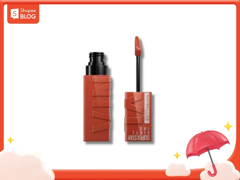 Son Maybelline Superstay Vinyl Ink màu Risky đỏ cam