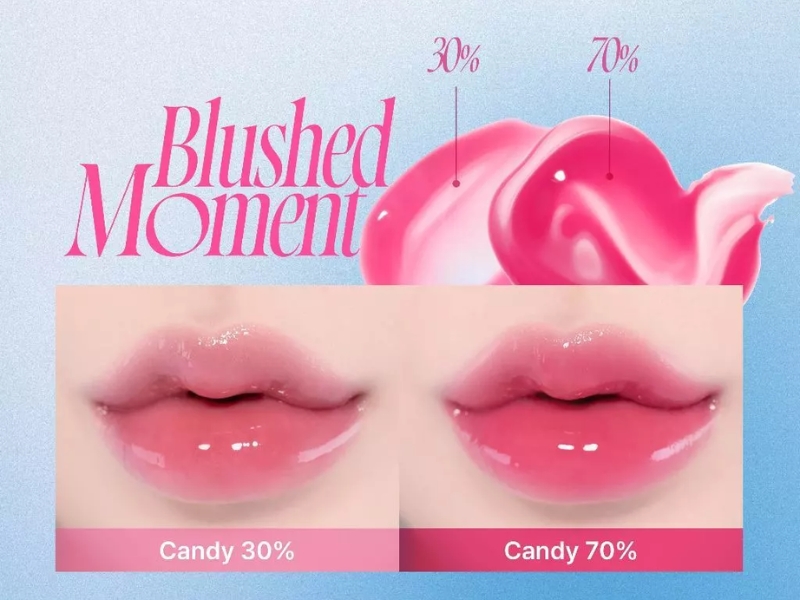 Son fwee bóng 3D Voluming Gloss màu Candy với phiên bản 30% và 70%