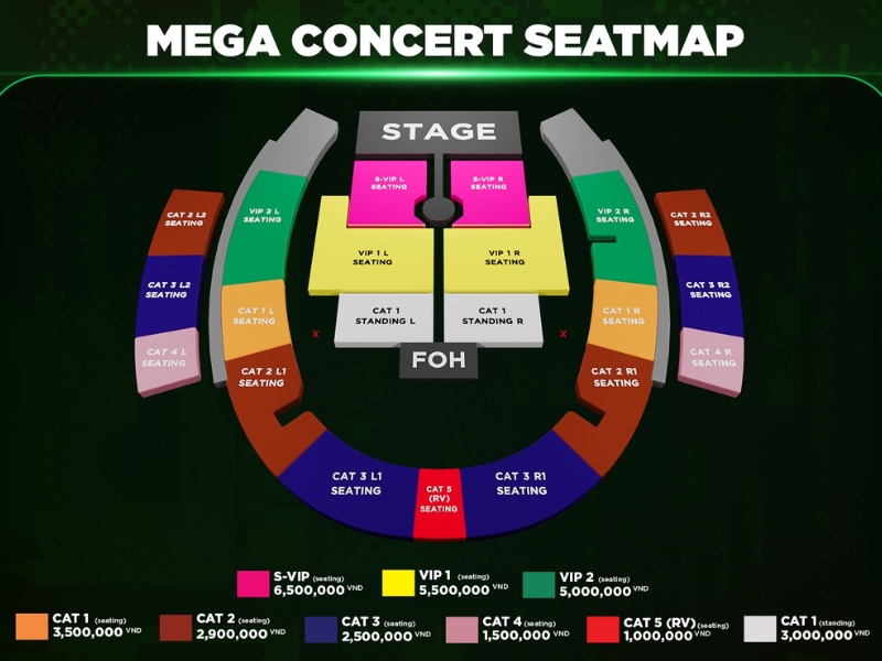 Seatmap của đêm concert G-Dragon