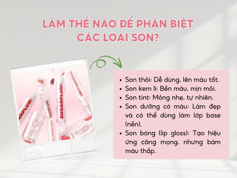 Phân biệt các loại son phổ biến hiện nay