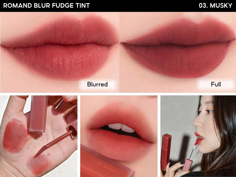 Son cam đỏ gạch Romand Blur Fudge Tint 03 Musky