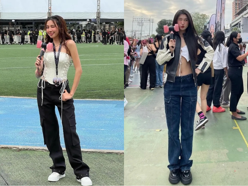 Áo cúp ngực kết hợp với quần cạp cao khi đi concert