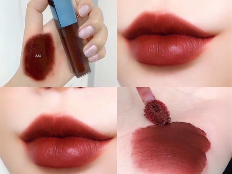 Black Rouge Velvet Tint Ver6 A32 - son kem màu nâu tây đẹp